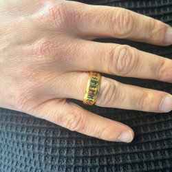 Ring Runes Viking Men Gold Steel - Ring Alphabet Runique Futhark Nordic