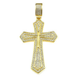 Grand Pendant Cross of Jesus XXL in Gold Steel Serti Crystals Hip Hop and Chain Coffee Seeds Included