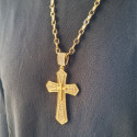 Ciondolo di grandi dimensioni Jesus Cross XXL in acciaio oro Serti Crystal Hip Hop e catena Coffee Seeds inclusi