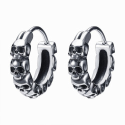 Orecchini da uomo Multi teste - teste di morte in acciaio inox creoles