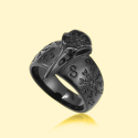 Viking Raven Skull Ring - Black Vegvisir Compas Corbelle Black Stainless Steel