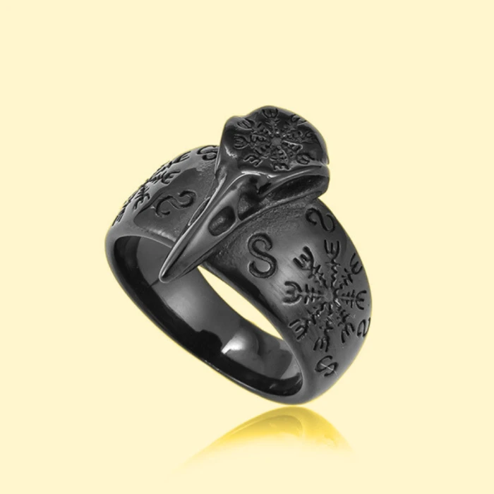 Bague viking crâne de corbeau noir Un mélange mystique et
