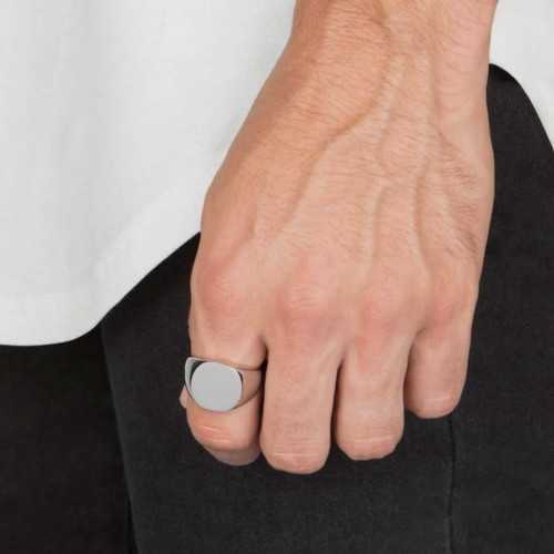 Caballero de acero del hombre - Anillo con bandeja redonda 15mm para personalizar