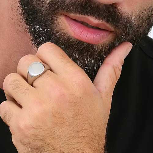 Aro de hombres de acero - Anillo con bandeja redonda 15mm Personalizable