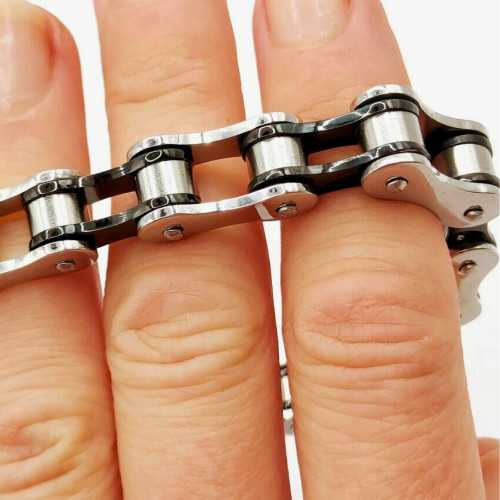 Men's Gourmet Biker Silver and Black Motard in Stainless Steel 21cm