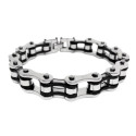 Men's Biker Moto Chain Bracelet Silver and Black Stainless Steel 21cm