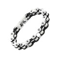 Pulsera de cadena de motocicleta - Bicicleta de plata y negro de hombres en acero inoxidable 21cm