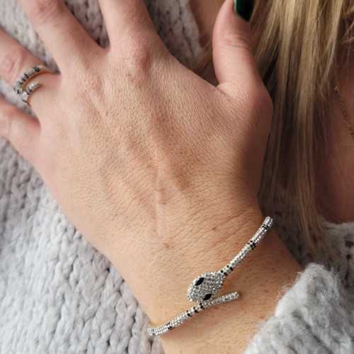 Jonc Frauen Armband Edelstahl Schlange Gold und...