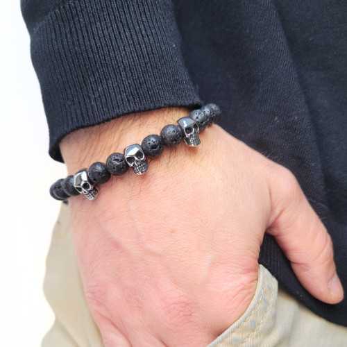 Pulsera de piedra con cabeza de muerte: sublime tu muñeca
