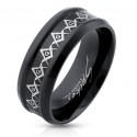ANILLO DE HOMBRE ACERO CHAPADO EN NEGRO FREEMASON MASONRY NUEVO