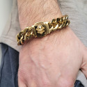 Bracelet Maille Cubaine fermoir tête de mort dorée