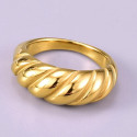 Women's Crescent Shaped Signet Ring Twisted Croissant in Gold Stainless Steel