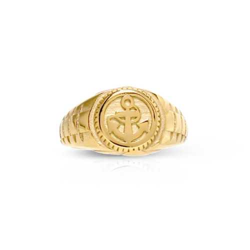 Navy Ancre Herren Ring Edelstahl Gold Gold