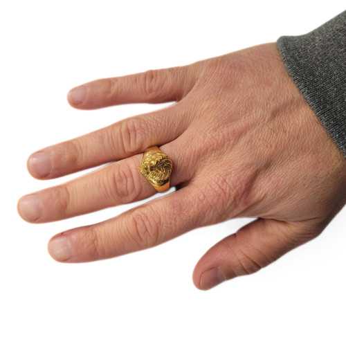 Gold Lion Head - Anello in acciaio inox Lion Uomo