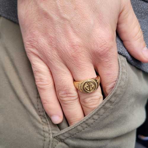 Hombres Ancre Acero Inoxidable Oro Ancre