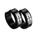 Boucles d'oreilles Pour Homme en Acier Noir - Créoles Noires Avec Croix Fleur de Lys Gothique