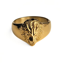 Gold Lion Head - Anello in acciaio inox Lion Uomo
