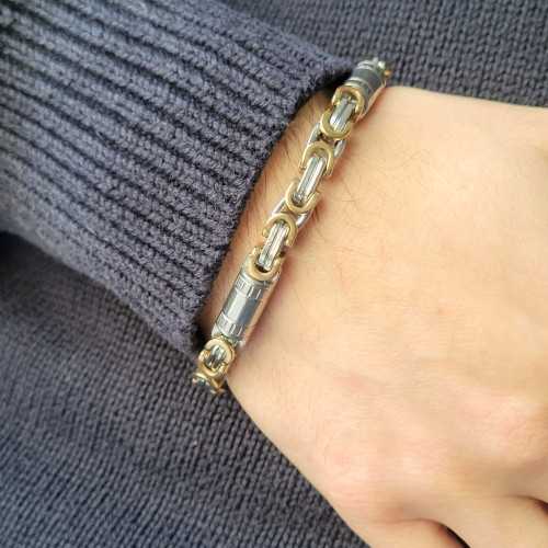 Byzantinisches Kettenarmband für Herren aus goldenem Stahl