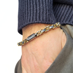 Byzantine Bracelet in Stainless Steel Gold and Silver 8mm