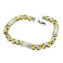 Bracelet Byzantin en Acier Inoxydable Doré et Argent 8mm