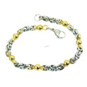 Byzantine Bracelet in Stainless Steel and Gold Balls 8mm - Men's Gourmet Byzantine Gourmet
