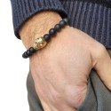 Bracciale da uomo con Biker Gold Death Head - 18 a 20 cm
