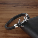 Leather bracelet with clasp anchor marine cross Jesus Christ Stainless steel silver man
