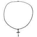Pendentif Croix Homme et Chaîne Jésus Christ Crucifié en Acier Inoxydable Noir et Chaine Homme
