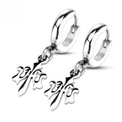 Par de pendientes anillo joya hombre mujer acero lirio flor nueva 021
