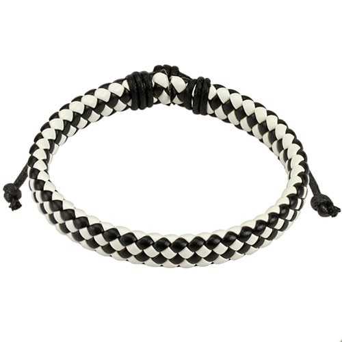 Bracciale da uomo regolabile in pelle colore nero bianco all blacks juventus