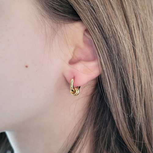 Creoles Female Bombed With 3 Brelocs Stainless Steel Rings Stainless Gold Diameter 8mm