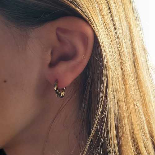 Creoles Female Bombed With 3 Brelocs Stainless Steel Circles Fine Gold - Earrings Diameter 8mm