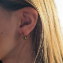 Créoles Femme Bombées Avec 3 Breloques Cercles en Acier Inoxydable Or Fin - Boucles d'Oreilles Diamètre 8mm