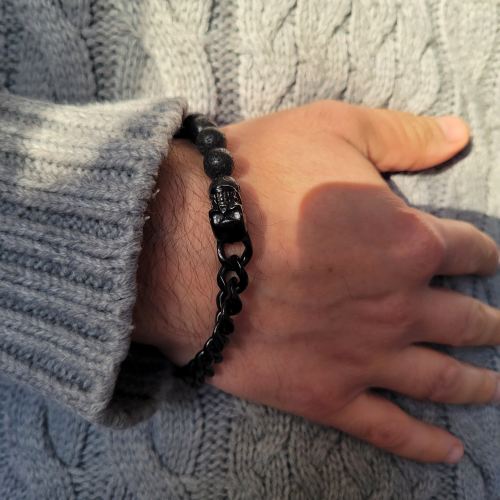 Pulsera cabeza volcánica del hombre de muerte: sublimar su muñeca