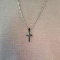 Kreuz Jesus Männer Anhänger in Stahl und Carbon Schwarz und Kette enthalten Original