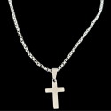 Pendentif Croix de Baptême Argent Garçon Ado Homme - Chaine Incluse en Acier Inoxydable