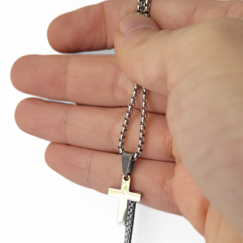 Taufe Kreuz Anhänger Silber Junge Teenager Männer mit Kette In Edelstahl enthalten