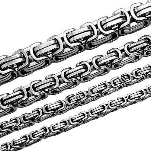 Set chain & bracelet man stainless steel byzantine mesh bling