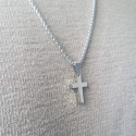 Baptism Cross Pendant Silver Boy Teen Men Chain Included in Stainless Steel