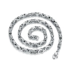Chaine homme acier inoxydable maille byzantine bling rappeur 60cm
