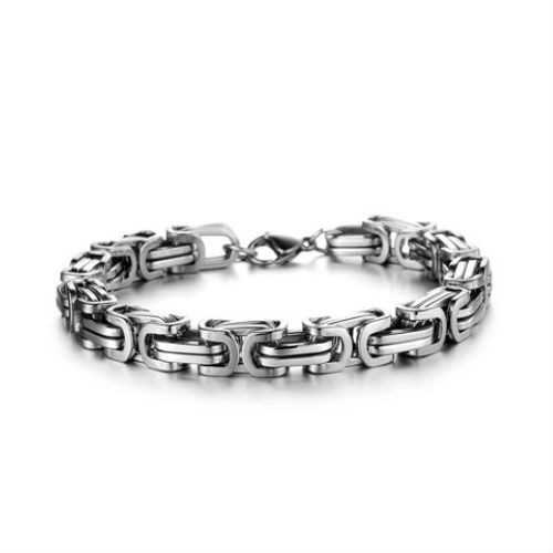 Bracelet homme acier inox maille byzantine bling rappeur 21cm 8mm