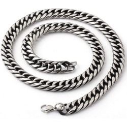 Cadena hombre acero inoxidable malla cubana bling bling rapero 60cm 12mm