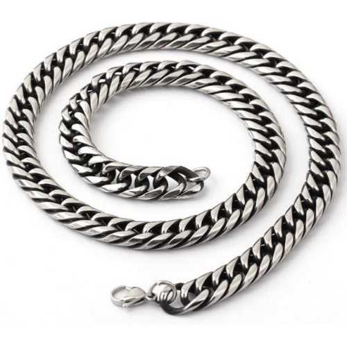 CHAINE POUR HOMME OU ADO EN ACIER 316L DE LUXE 51CM COULEUR ARGENT PROMO NEUF