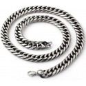 Cadena hombre acero inoxidable malla cubana bling bling rapero 60cm 12mm