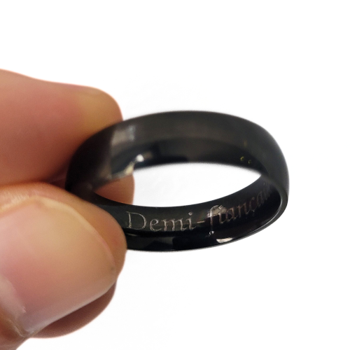 Engagement ring for 6mm black steel couple