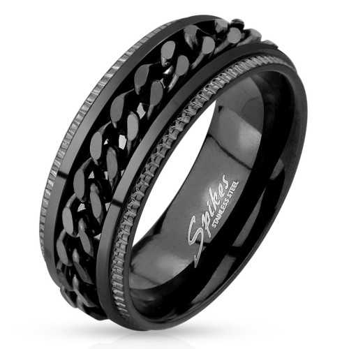 Herrenringring in schwarz plattierter Anti-Stresskette