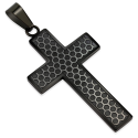 Original Black Cross Men's Pendant with Steel and Chain Alveoles Included Gravure Possible