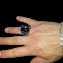 Knight XXL Man Steel and Pierre Onyx Black Gothic Lys Flower