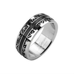 ANNUAL BAGUE FOR MEN ADO MASS STEEL & GRAVURE TRIBAL CROIX NOUVE 1001
