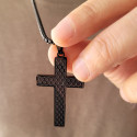 Original Black Cross Men's Pendant with Steel Bee Nest Alveoles and Chain Included